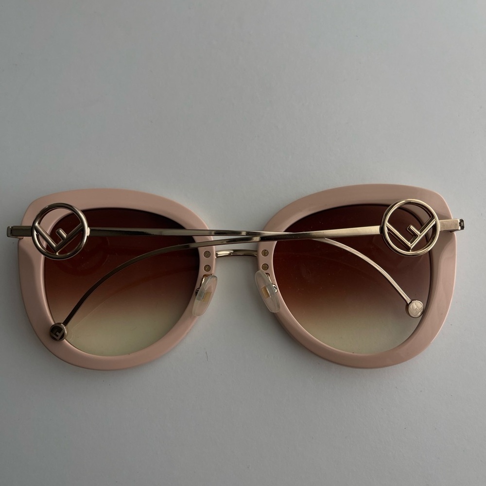 Fendi Pink Cat-Eye Sunglasses with Gold F Logo Accents